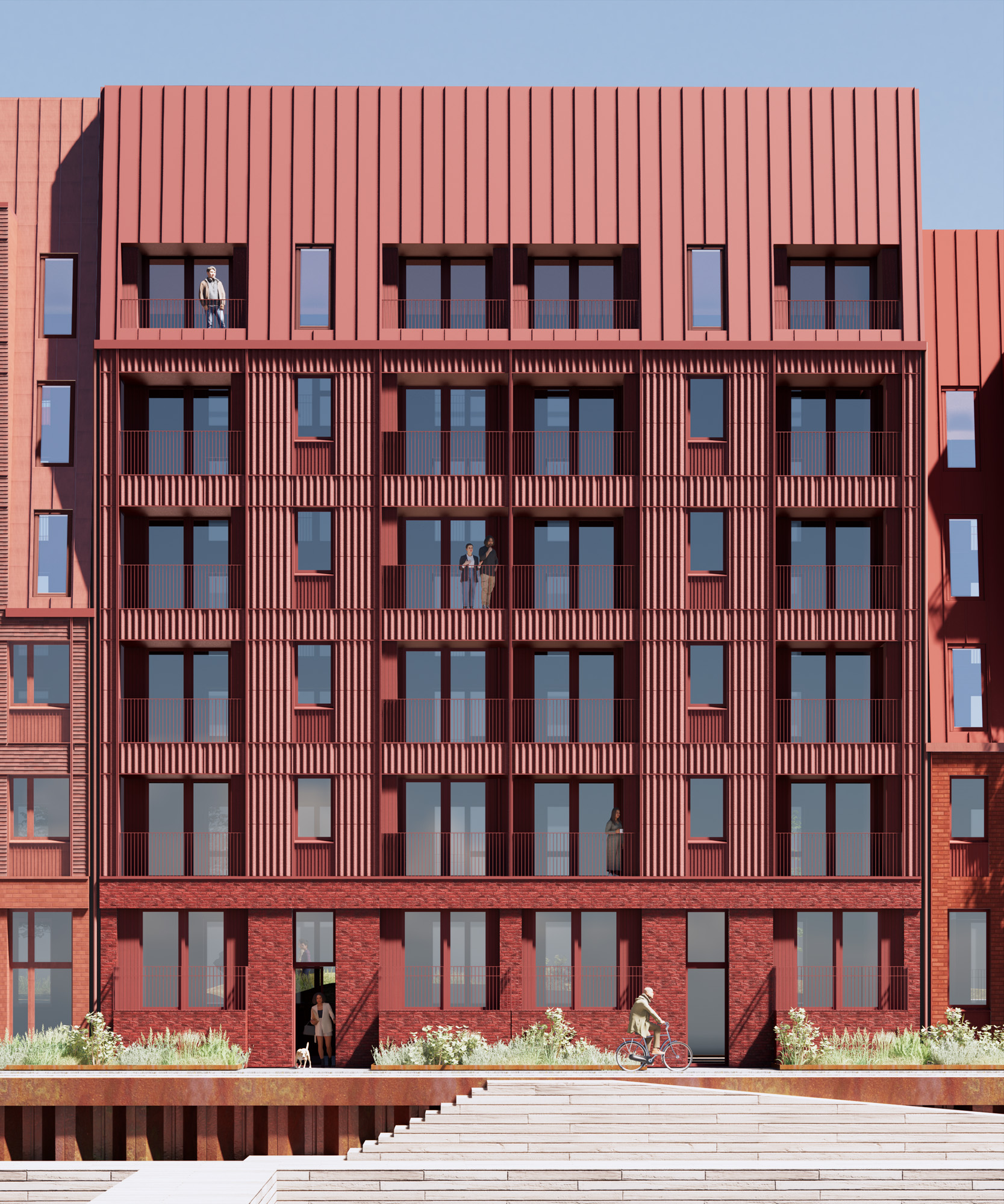 Arkitektskitse af boligbebyggelse på Enghave Brygge Syd – Sejlbryggen, Lanternebryggen og Ankerbryggen
